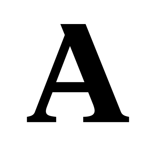 The letter "A" in black and over a white background.