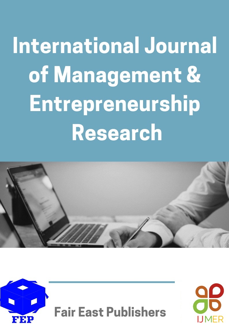 The title "International Journal of Management & Entrepreneurship Research" in white over a blue background.