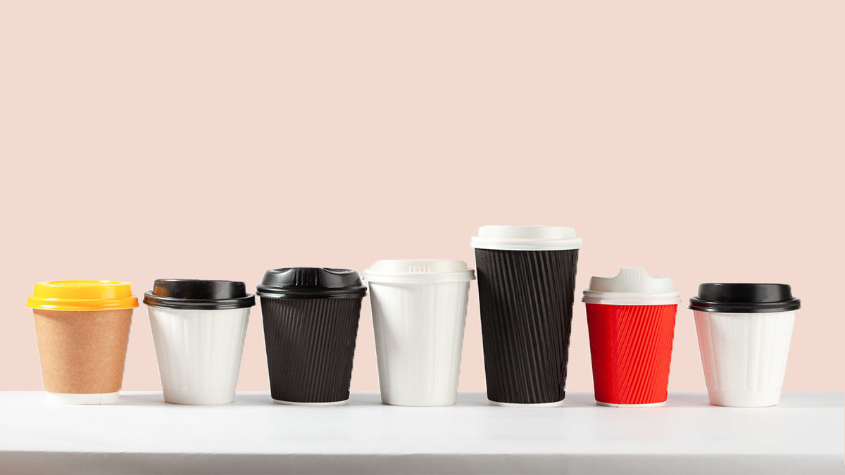 seven cups, with different sizes and colours